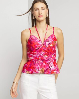 Sleeveless Poplin Cutout Halter Top