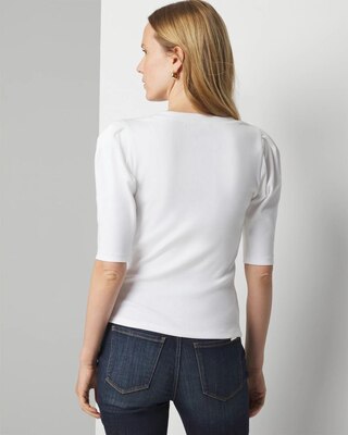 Pima Cotton Rib Elbow Sleeve Henley Tee
