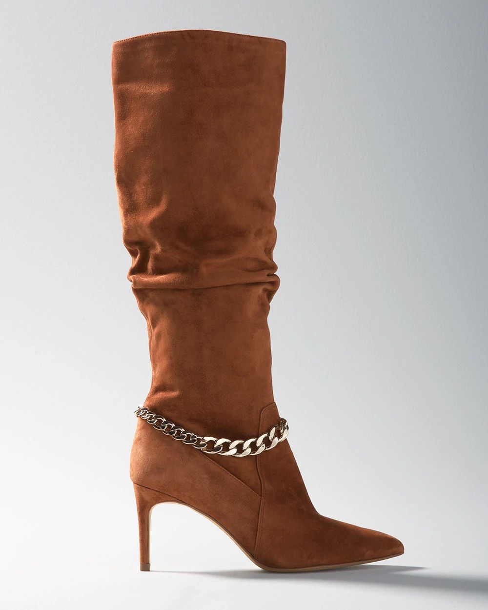 Suede Slouchy High-Heel Boot click to view larger image.