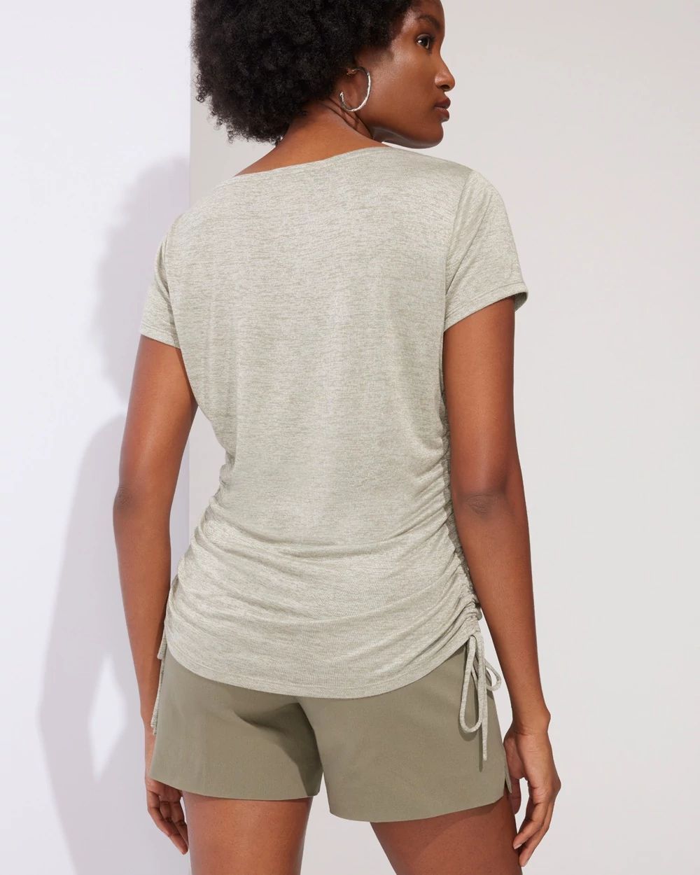 Outlet WHBM Side-Ruched Boat-Neck Tee