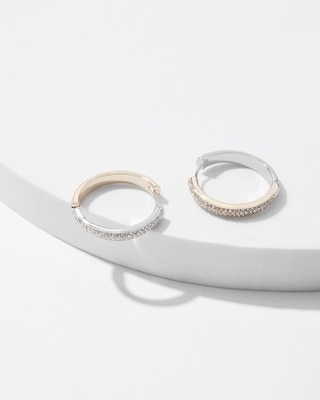 Mixed Metal Reversible Medium Pave Hoop Earrings