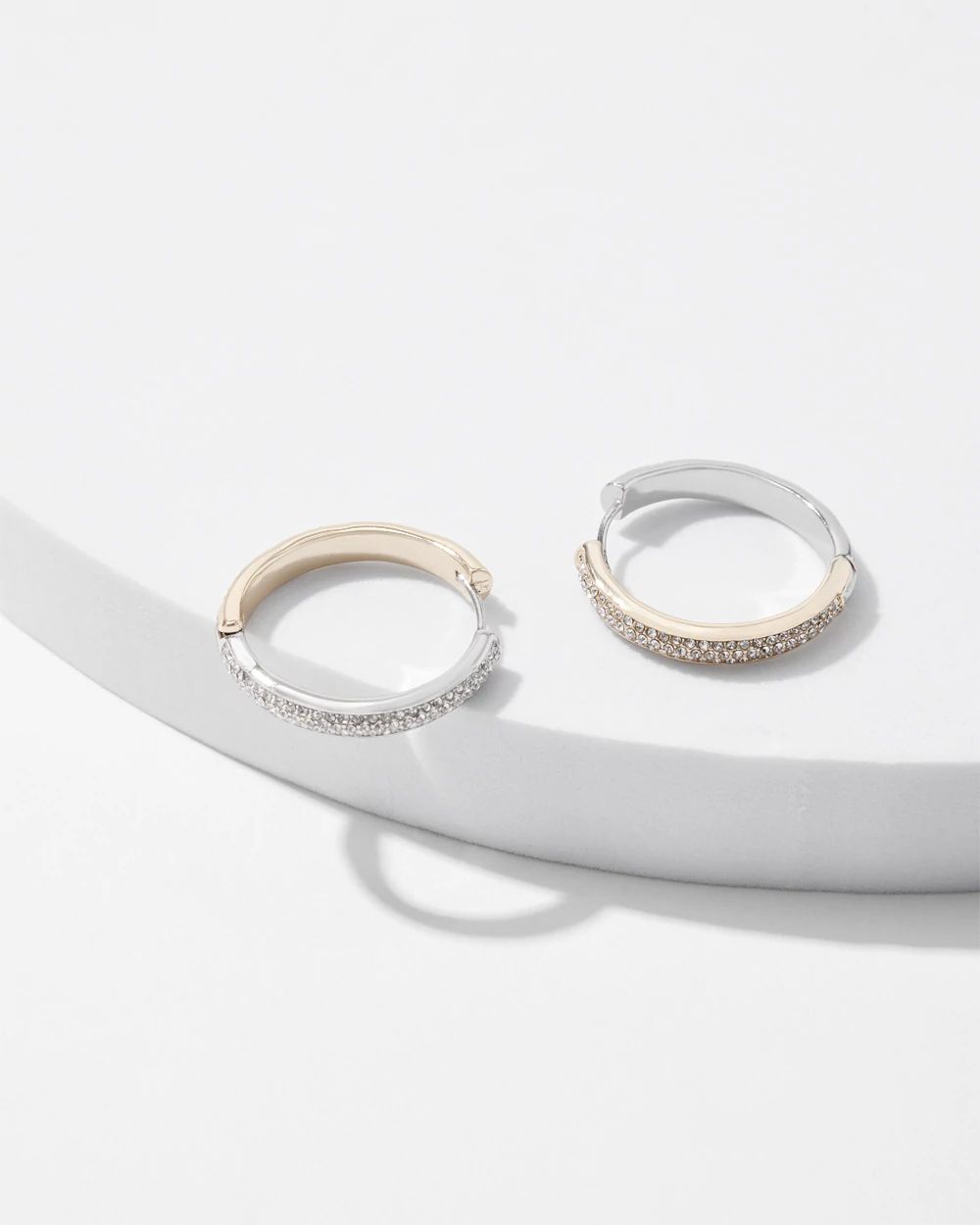 Mixed Metal Reversible Medium Pave Hoop Earrings click to view larger image.