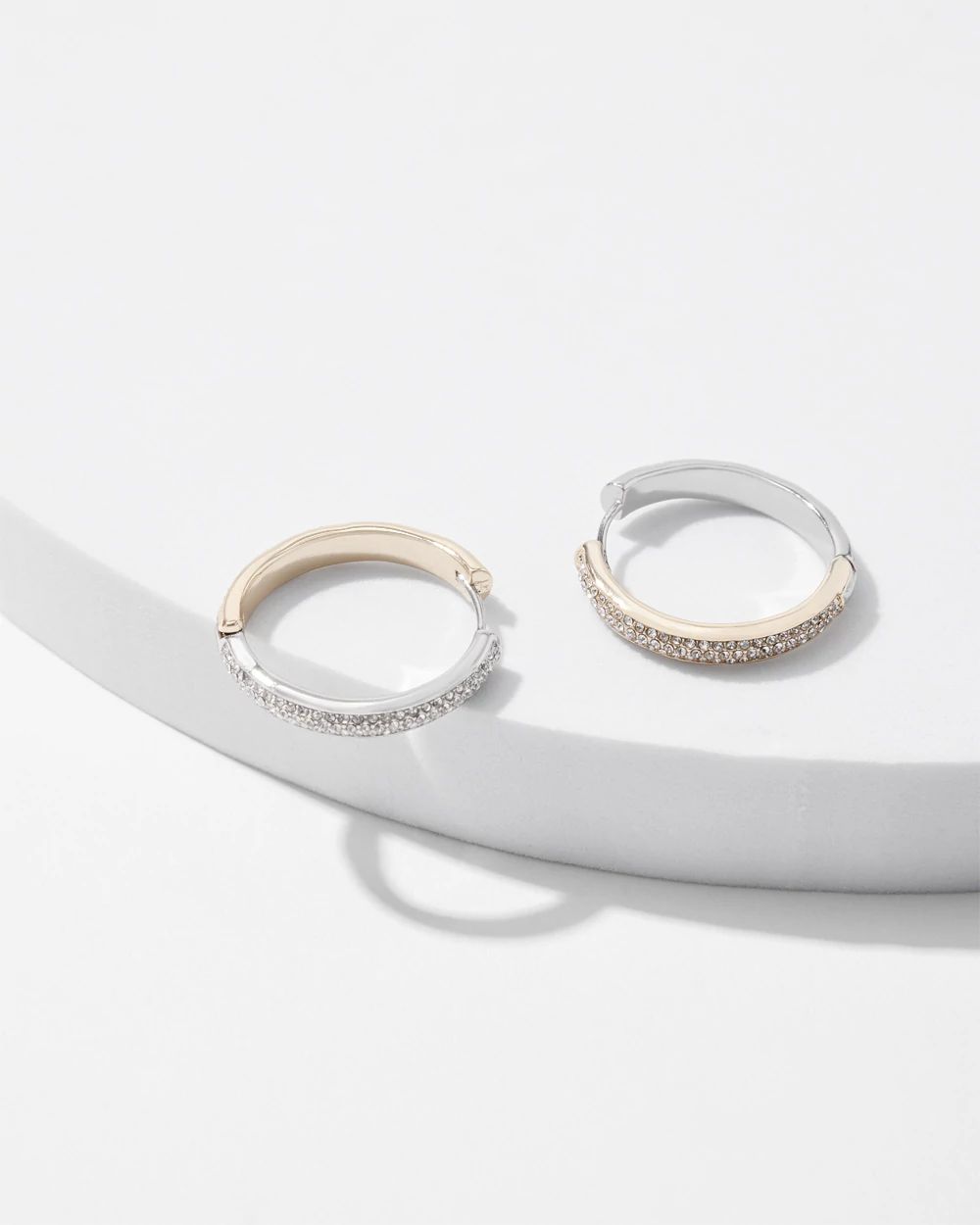 Mixed Metal Reversible Medium Pave Hoop Earrings