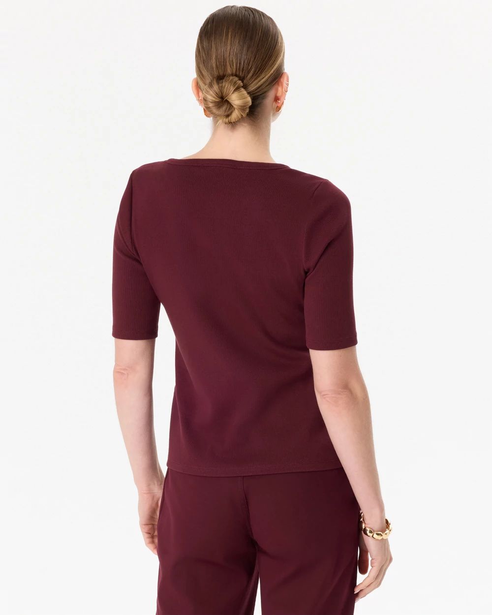 Elbow Sleeve Henley Top click to view larger image.
