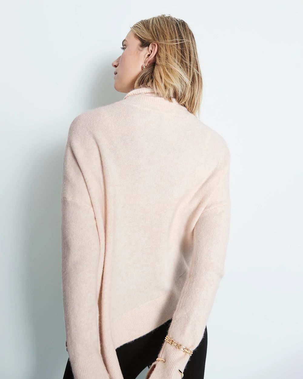 Asymmetrical Hem Turtleneck Sweater click to view larger image.