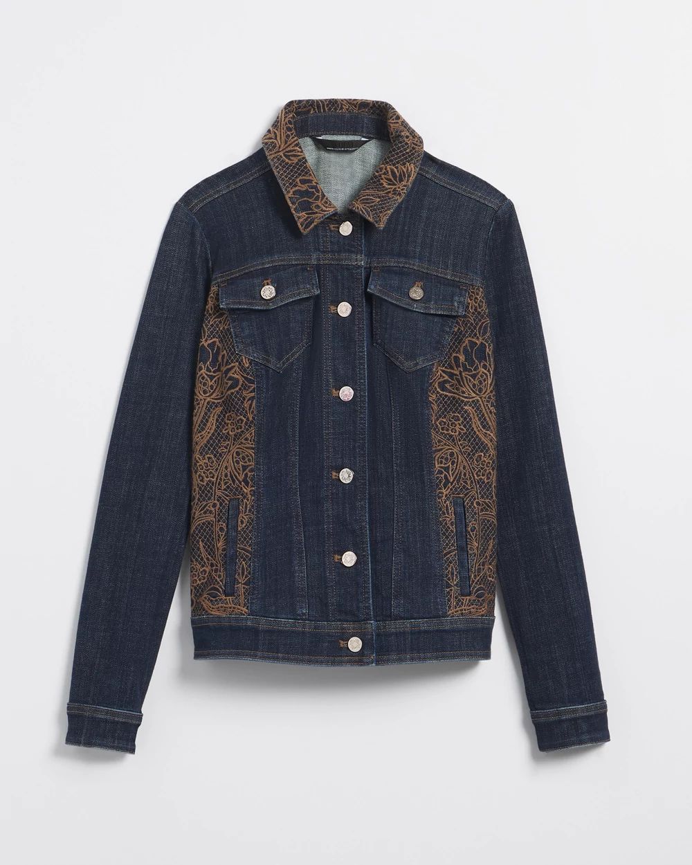 Embroidered Eyelet Denim Jacket click to view larger image.