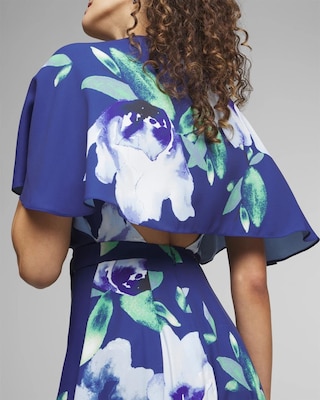 Cape Belted Maxi With Slit Dress