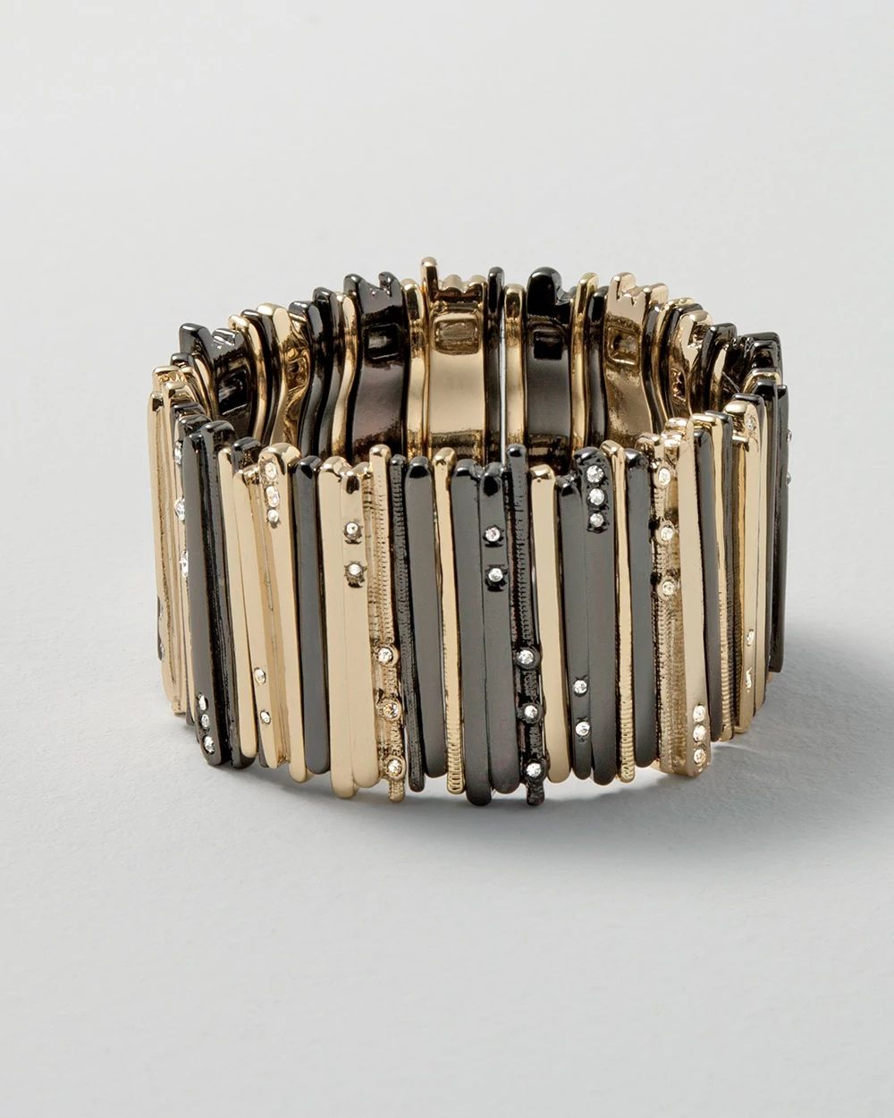 Goldtone & Hematite Abstract Stretch Bracelet click to view larger image.