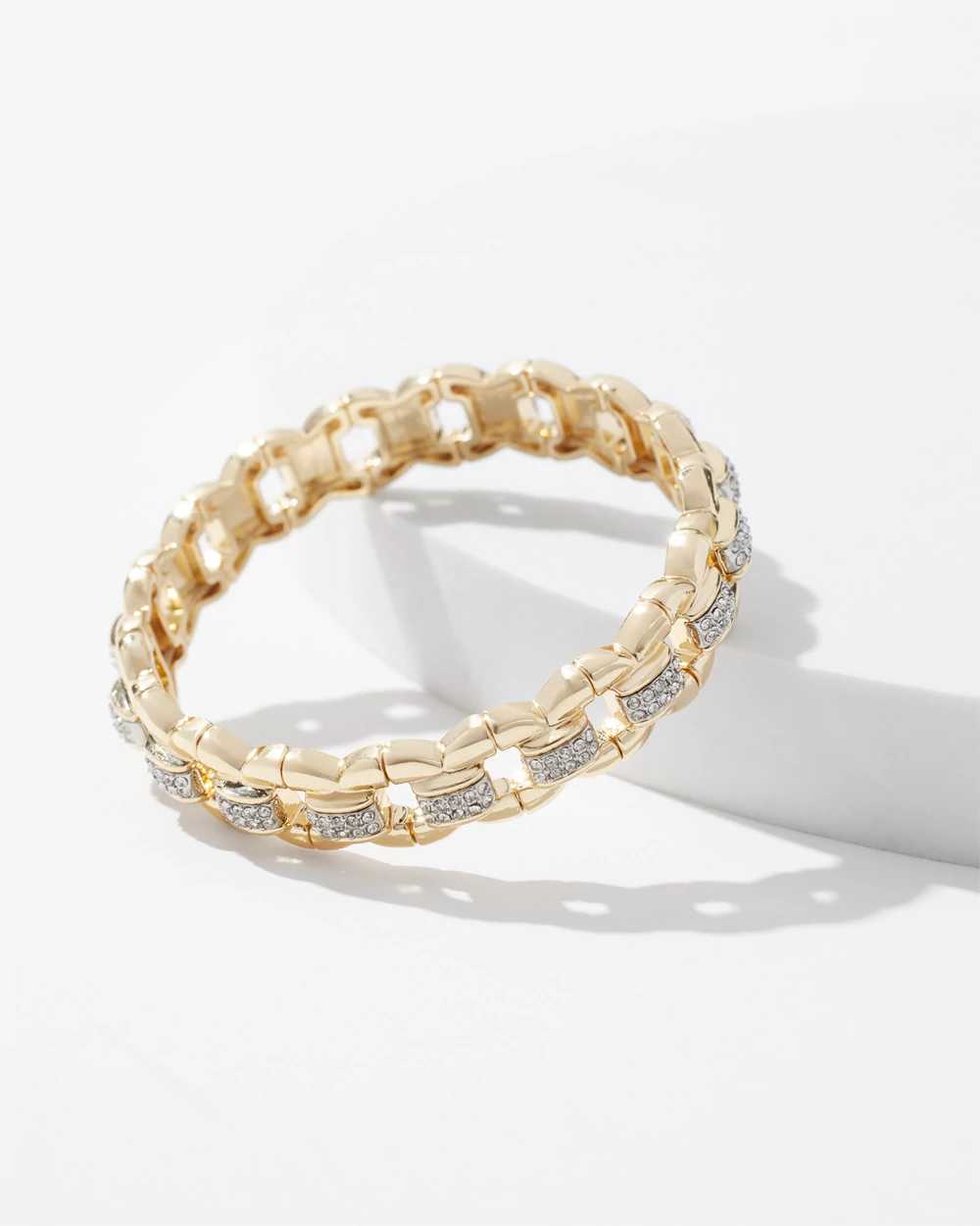 Gold Pave Link Stretch Bracelet click to view larger image.