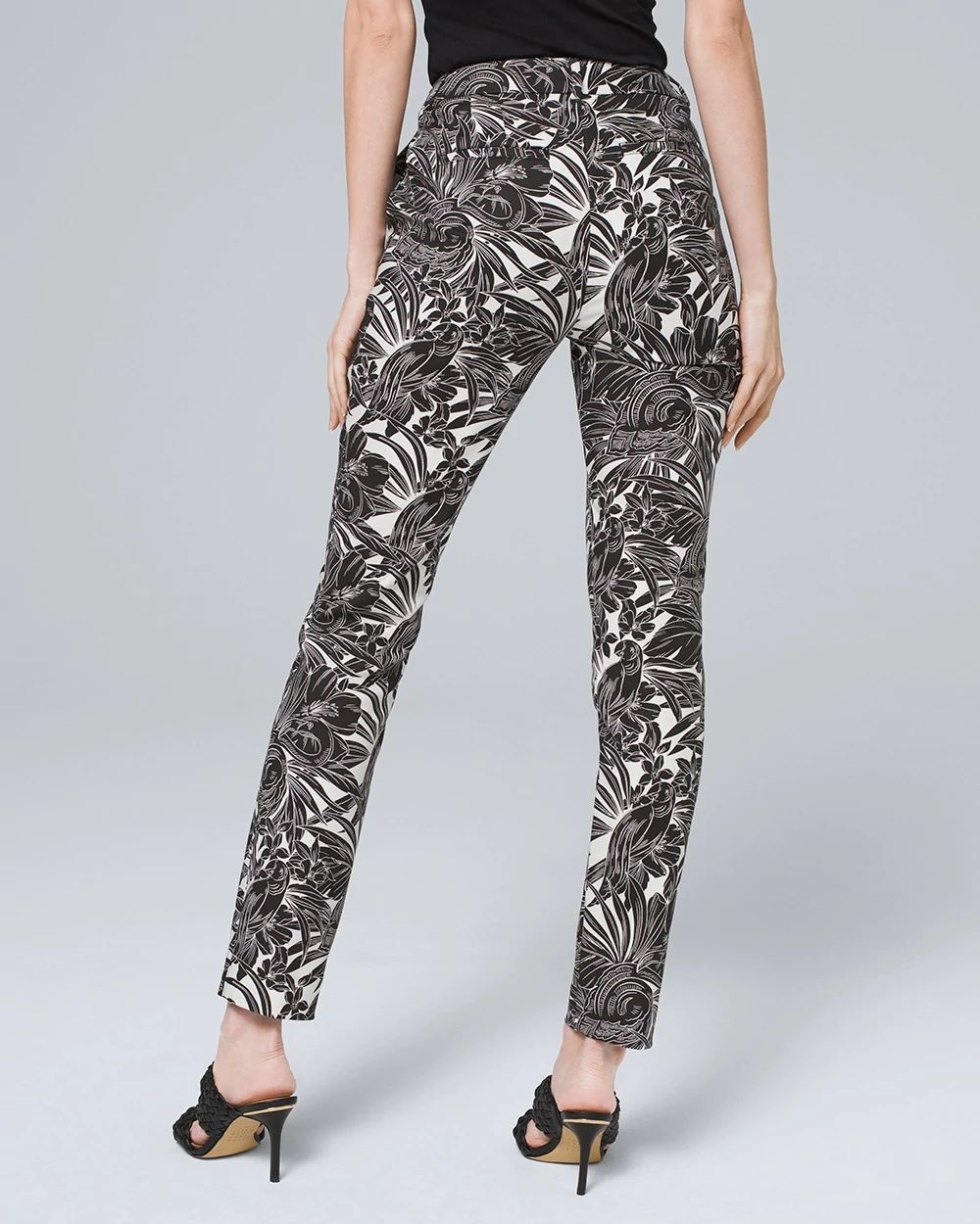 Tropical-Print Comfort Stretch Slim Ankle Pants click to view larger image.