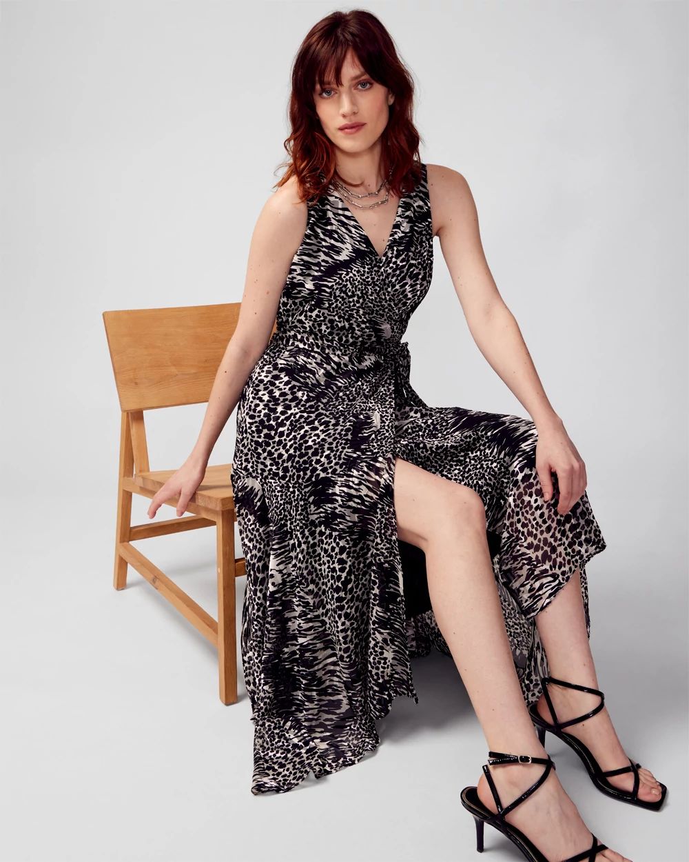 Animal-Print Burnout Midi Dress