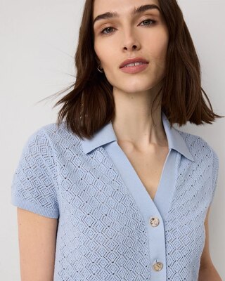 Textured Stitch Collared Cardigan click to view larger image.