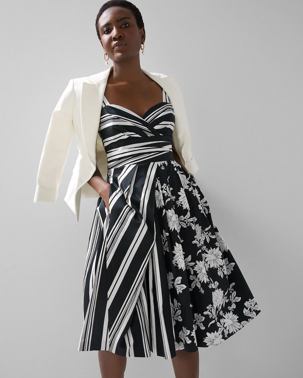 Petite black fit and flare dress online