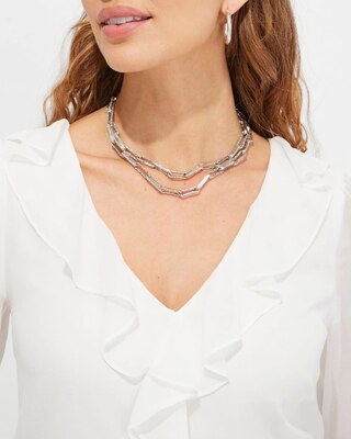 Outlet WHBM Long Sleeve Ruffle Blouse