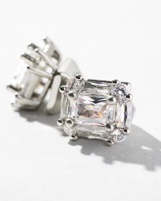 Silvertone Crystal Stud Earrings