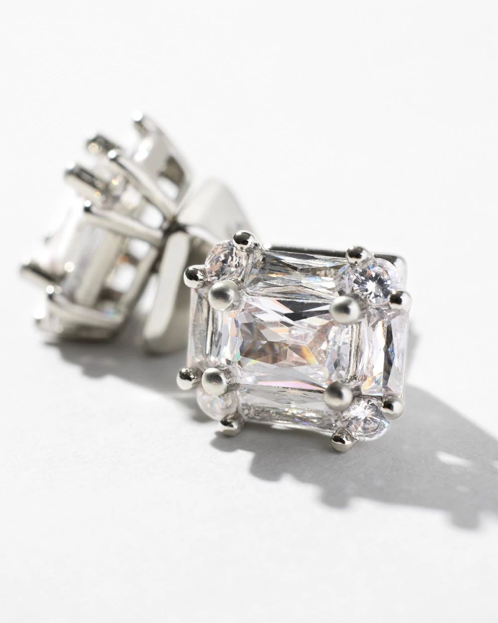 Silvertone Crystal Stud Earrings