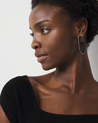 Gold + Black Raffia Hoop Earrings