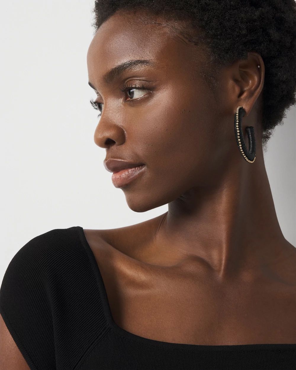 Gold + Black Raffia Hoop Earrings