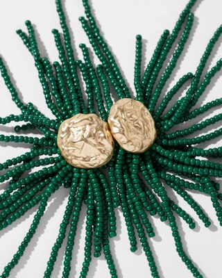 Green Seed Bead Drop Earrings