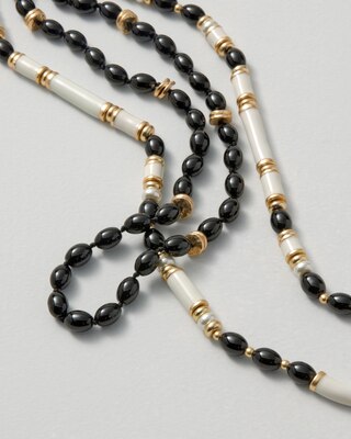 Convertible Multi-Row Goldtone, Black & Ecru Necklace