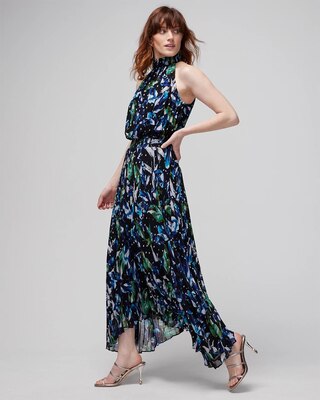 Pleated Halter Midi Dress