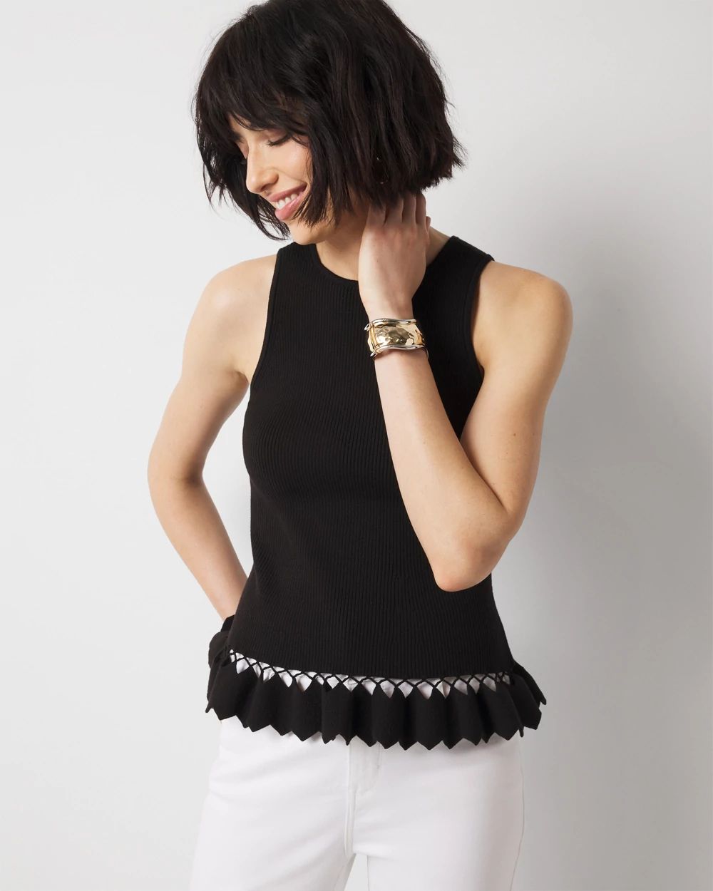 Petite Petal Peplum Sweater Tank