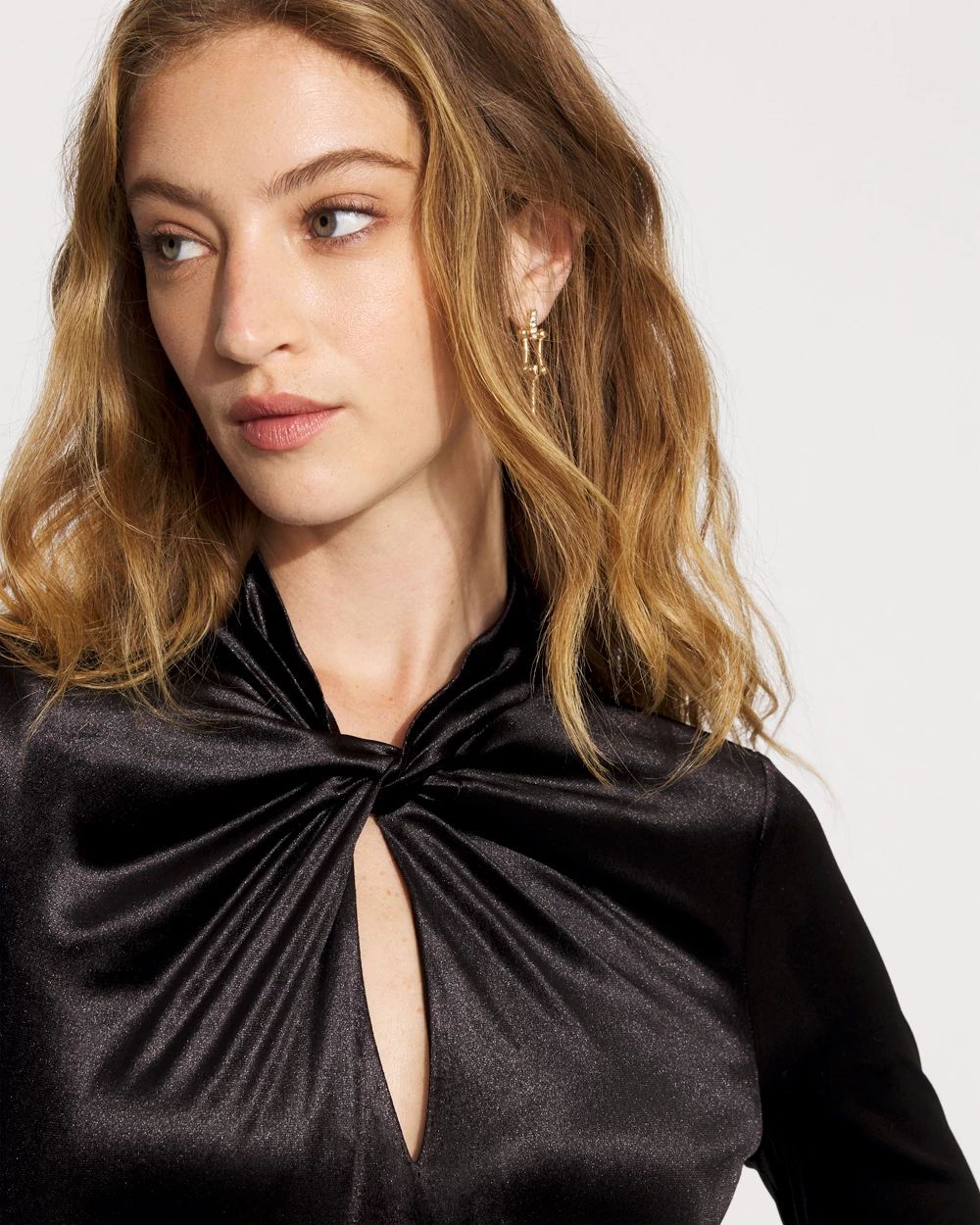 WHBM FORME™ All Ways Stretch Twist Neck Velvet Top