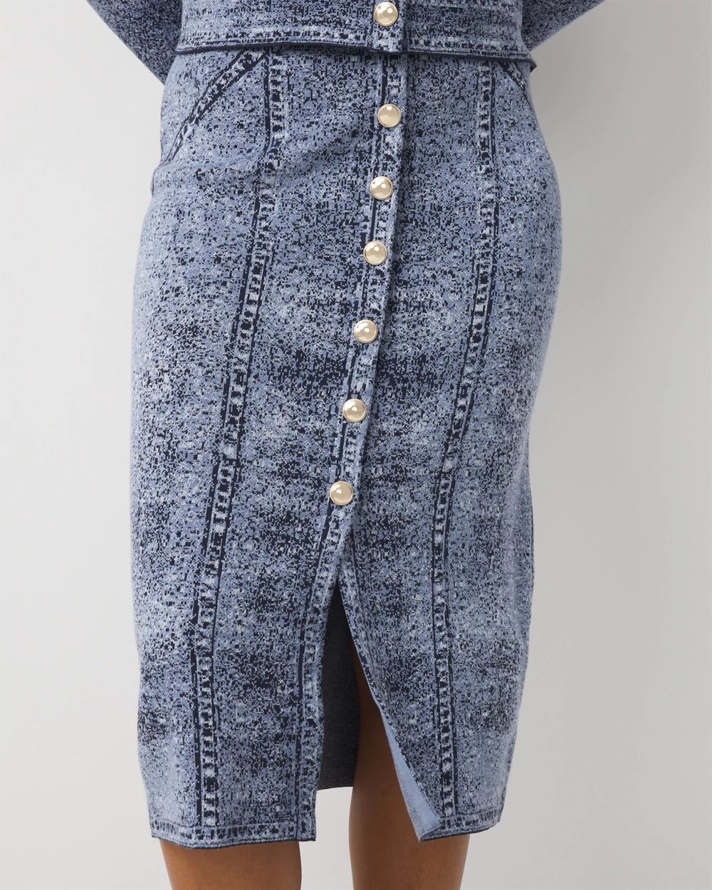 Denim Print Sweater Skirt click to view larger image.