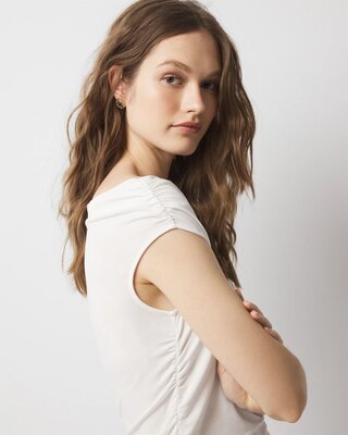 Off-The-Shoulder Shirred Top click to view larger image.