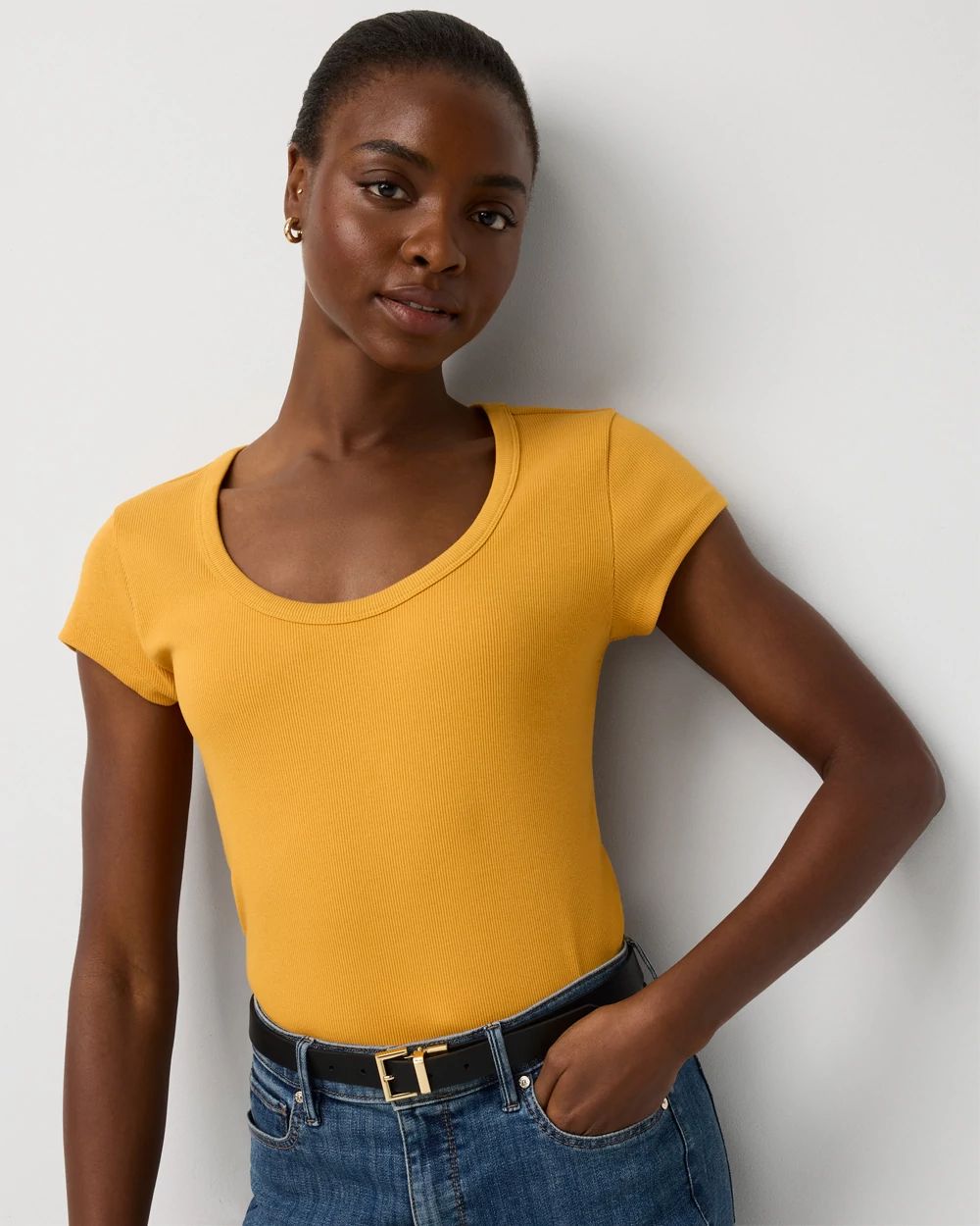 WHBM FORME™ Ribbed Scoop Neck Tee
