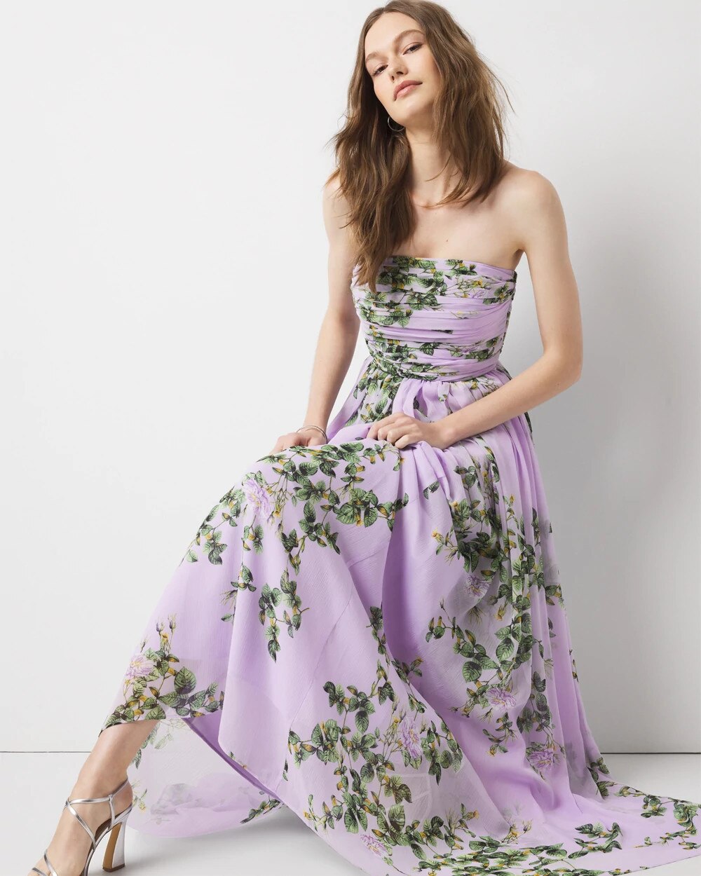 Strapless Chiffon Maxi Dress