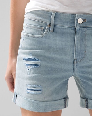 Mid-Rise Everyday Soft Denim™ Destucted 5-Inch Shorts click to view larger image.