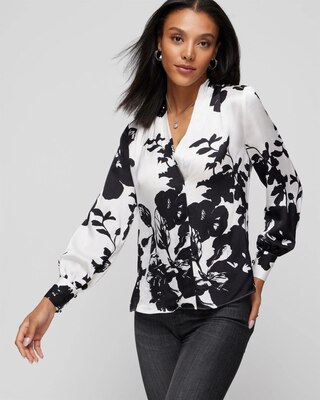 Long Sleeve Pleated Shoulder Blouse