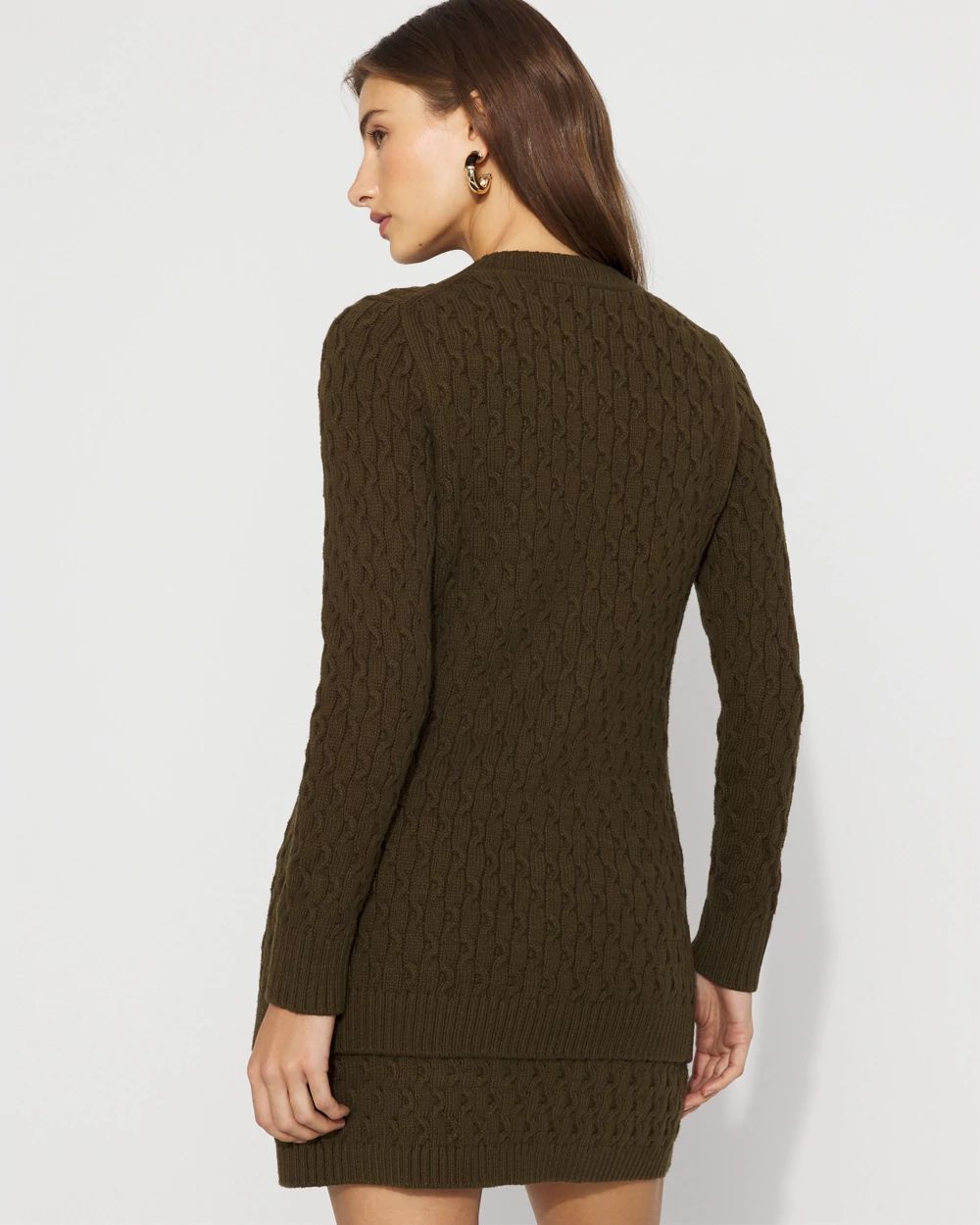 Longline Cable Knit Cardigan Sweater