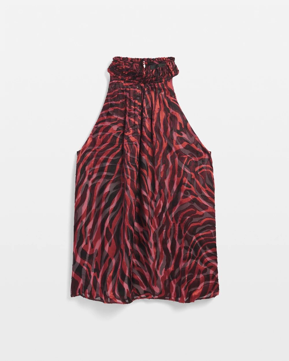 Sleeveless Pleated Neck Halter Top