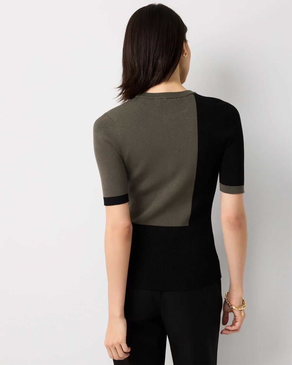 Colorblock Elbow Sleeve Pullover