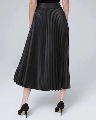 Metallic Pleated Wrap Midi Skirt