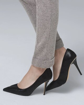 Olivia Croc-Embossed Leather Heels