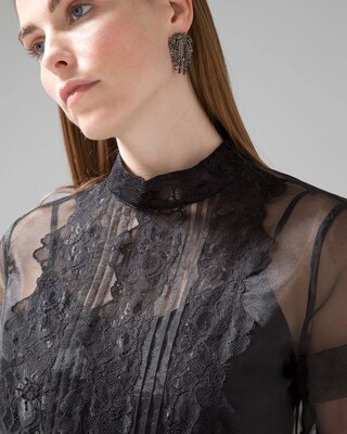 Organza Lace Trimmed Blouse