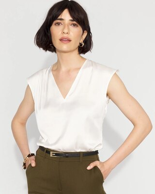 Satin V-Neck Shell