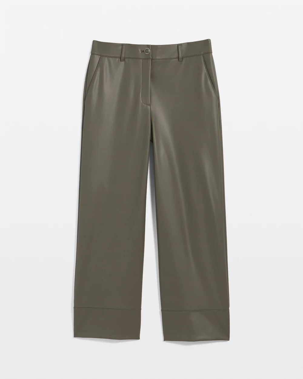 Petite Faux Leather Wide Leg Crop click to view larger image.