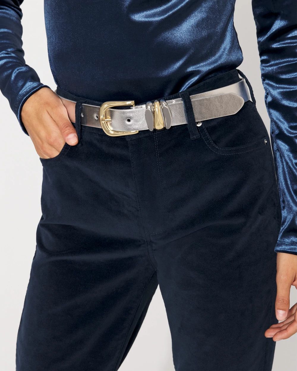 Metallic Faux Leather Belt