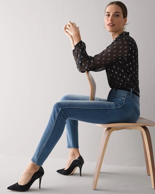 High-Rise Cashmere Denim Skinny Jeans