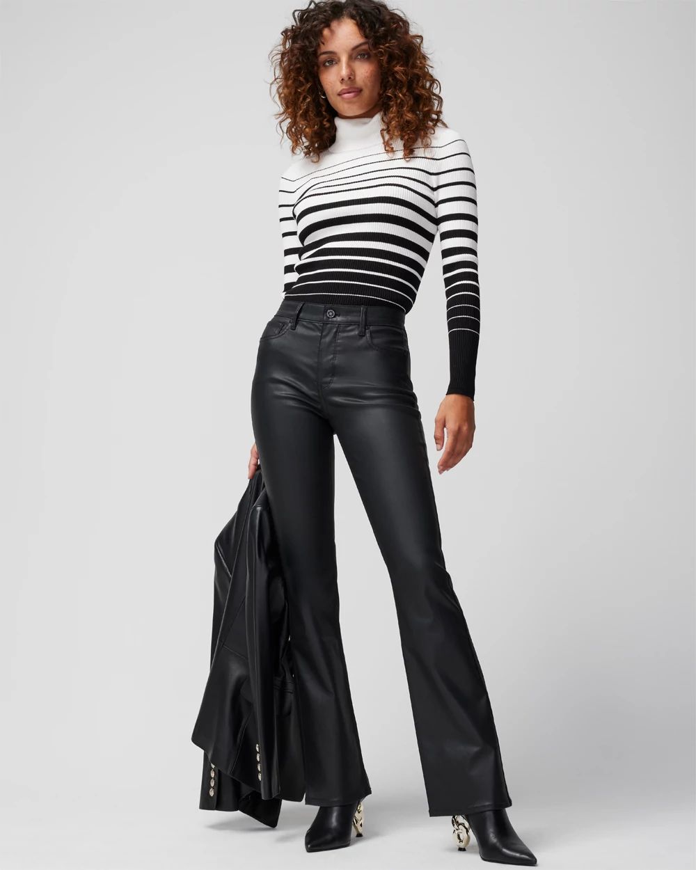 High Rise Coated Bootcut Jeans