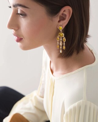 Goldtone & Yellow Stone Chandelier Earring