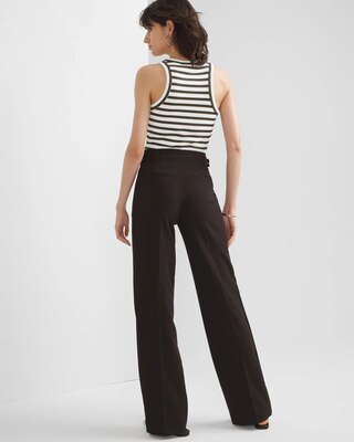 Buckle-Waist Wide-Leg Pant