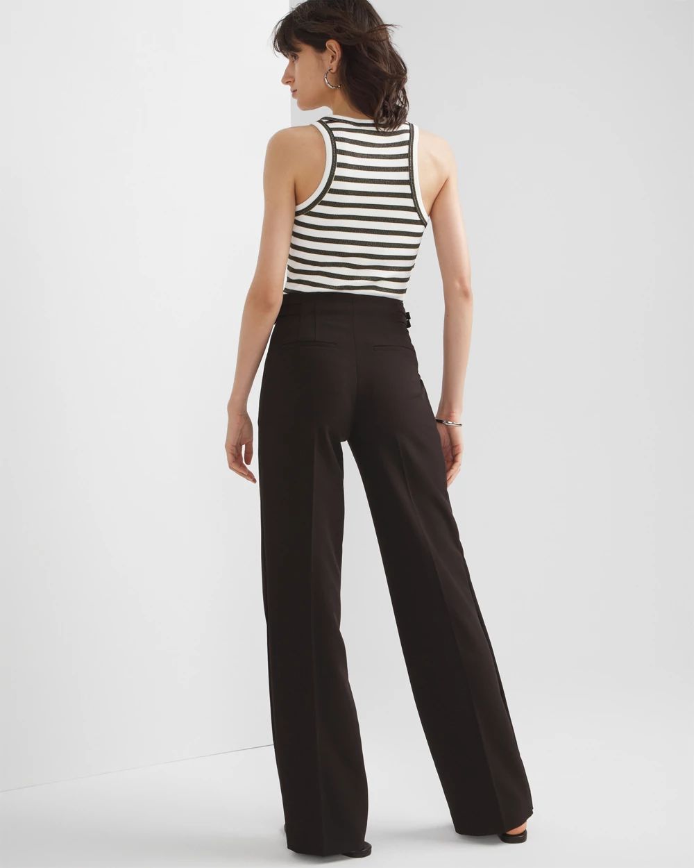 Buckle-Waist Wide-Leg Pant