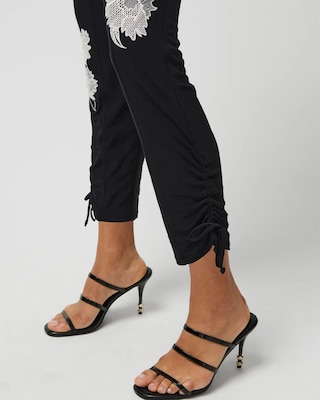 Matte Jersey Embroidered Straight Utility Crop Pant