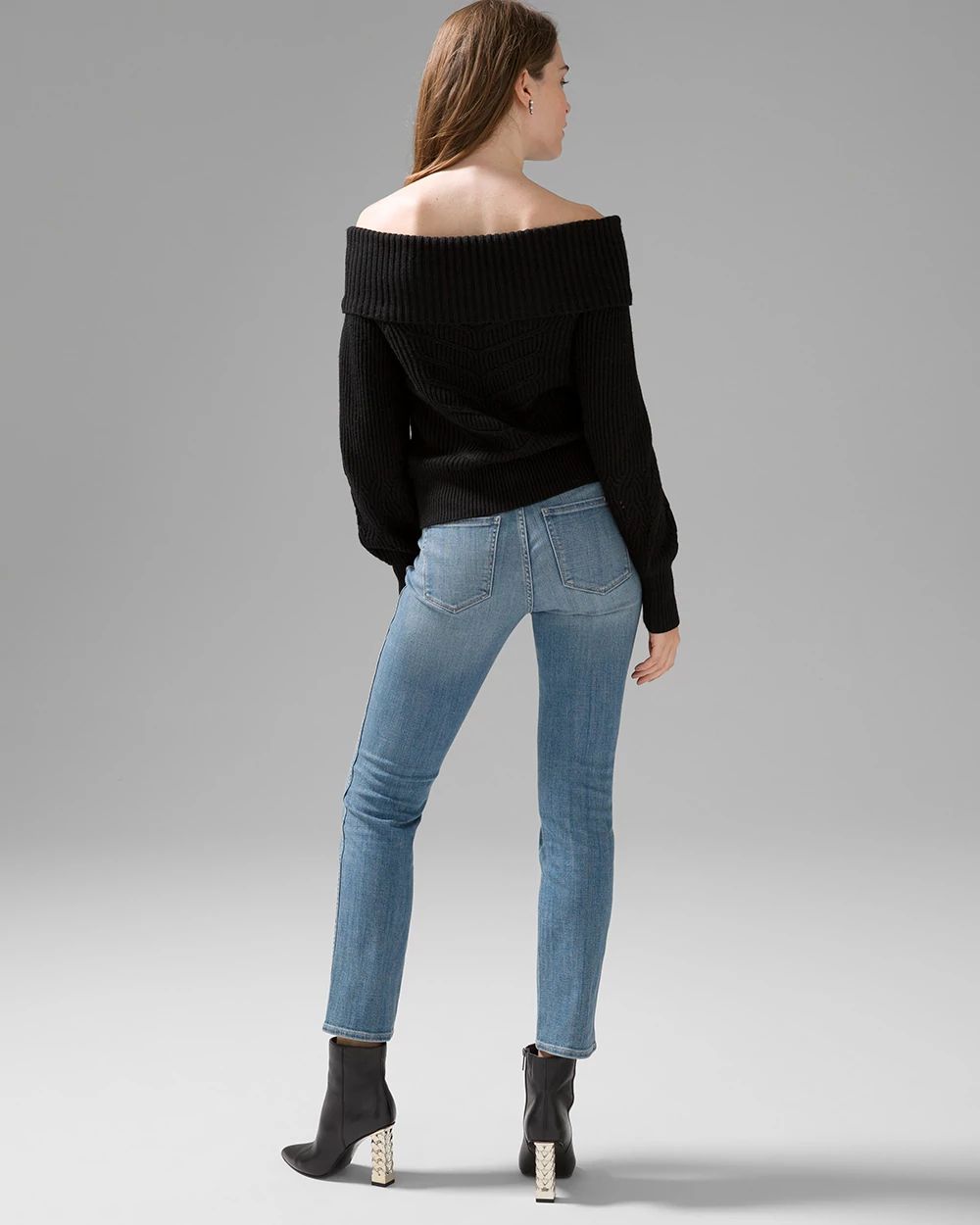 Off-the-Shoulder Cable Knit Sweater