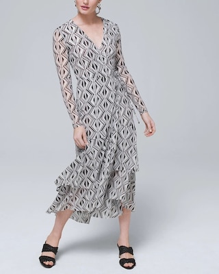 Petite Tiered Mesh Wrap Dress